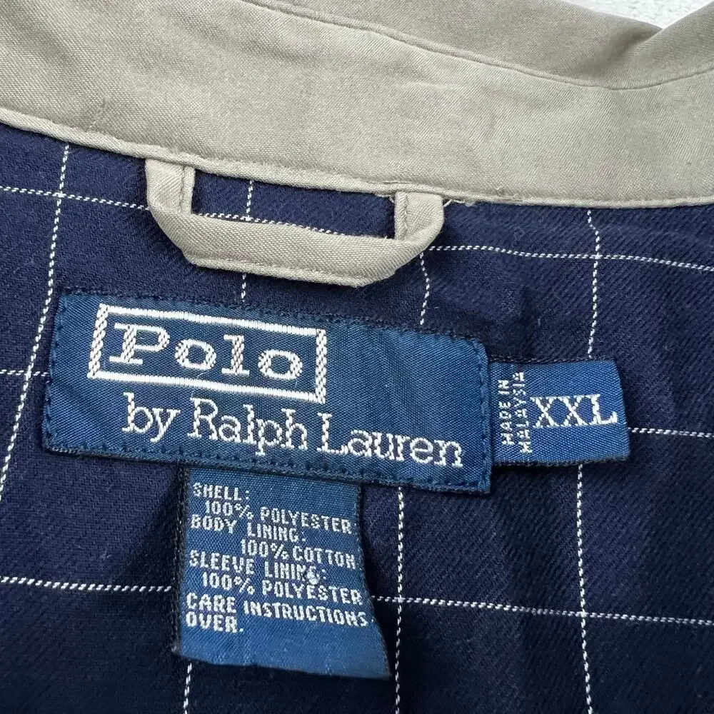 Polo Ralph Lauren Beige Plaid Lined Harrington Bomber Jacket Men's size 2XL XXL
